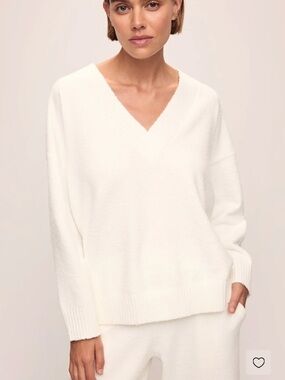 NWT Eberjey Recycled Boucle Boyfriend Oversized V-Neck Sweater